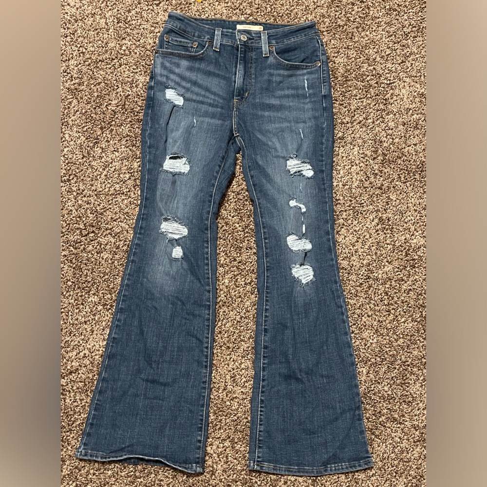 Levi’s Classic Blue Distressed Bootcut Jeans